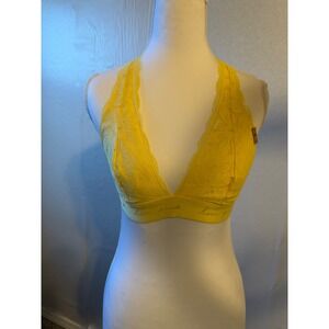 Victorias‎ Secret PINK Yellow Lace Strappy Back Bralette Small